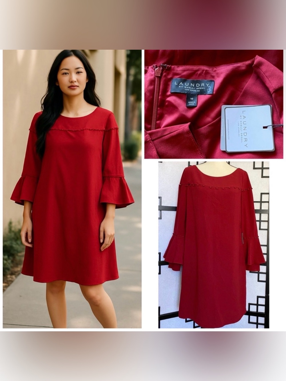 NWT‎ Laundry By SHELLI  SEGAL  Red Sheath Dress Sz 10
